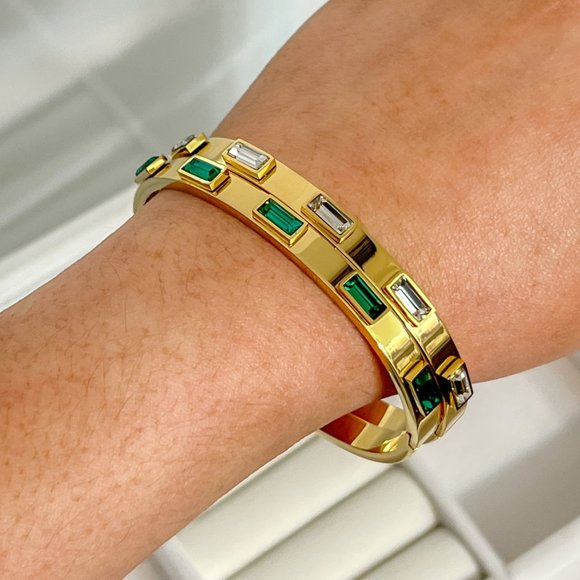 Bangles with Gemstones Bangle Bracelets for Women Gold Bangles Unique Bangles - Picture 8 of 9